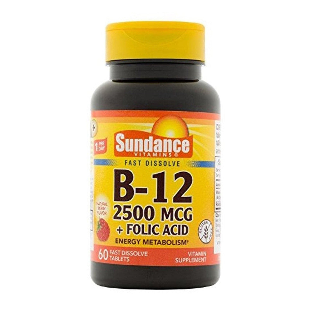 Sundance Vitamin B12 2500 Mcg Plus Folic Tablets, 60 Ea